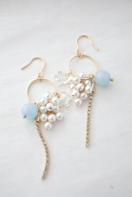 ◇春色◇ 14kgf 春爛漫ピアス／イヤリング｜◇Aquamarine◇ ３月誕生石1枚目の画像