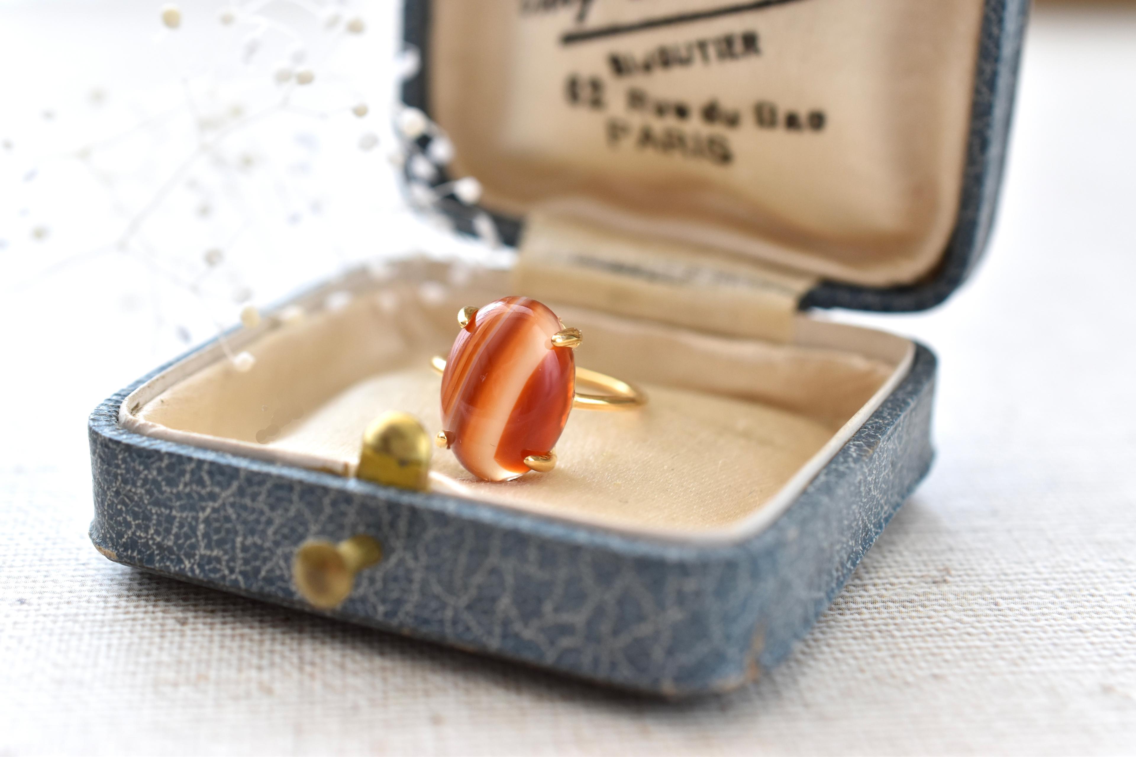 18KGP サードニクスのオーバル・リング (BOX & BAG付)  石選択可｜◇８月誕生石◇ Sardonyx1枚目の画像
